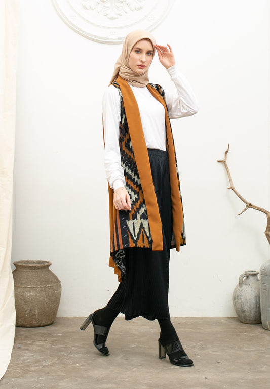 Kila Ginger Tenun Long Vest