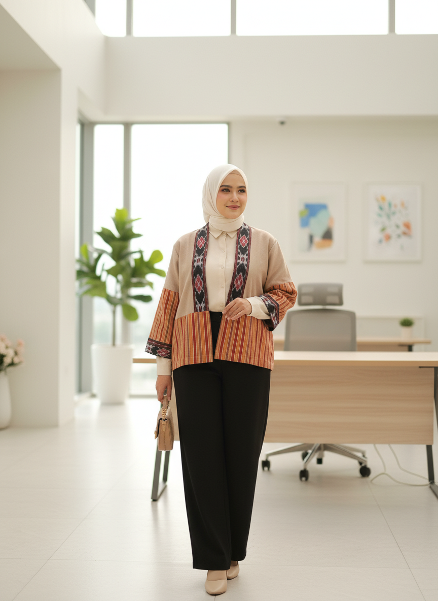 Merve Beige Tenun Outer