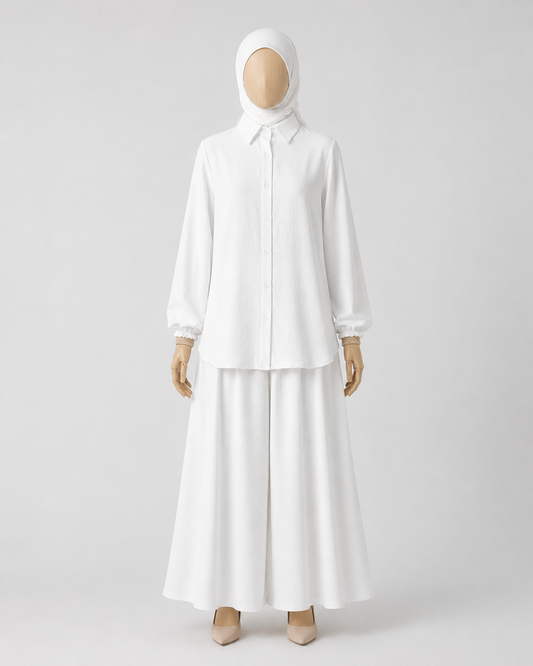 Nora Hannah White Basic Shirt & Culotte