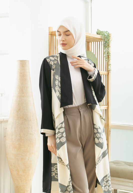 Sevda White Tenun Long Cardigan