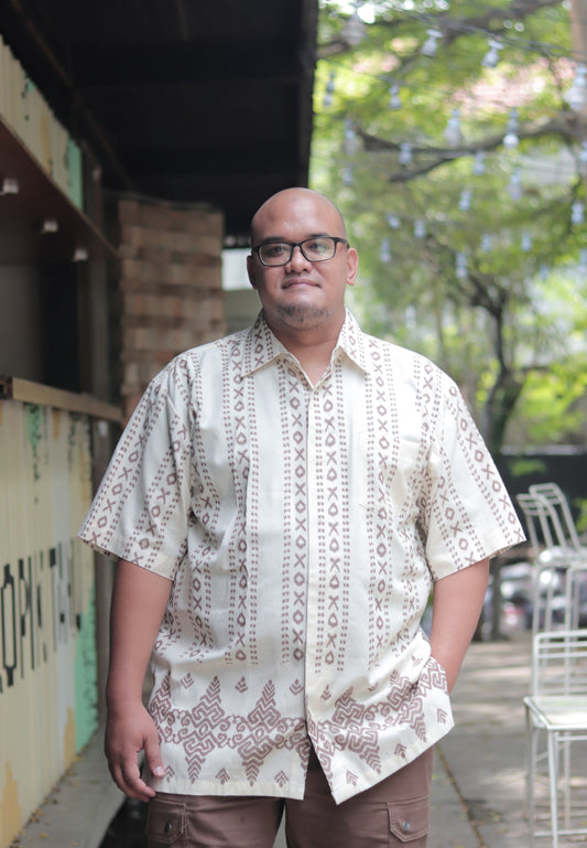 Yuda Brown Oversized Tenun Shirt