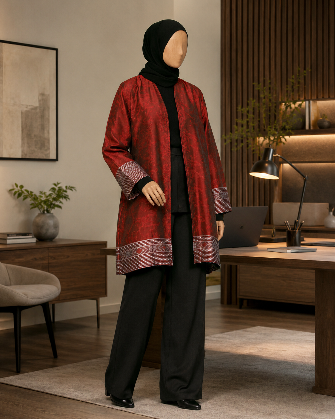 Ozge Ruby Tenun Long Cardigan