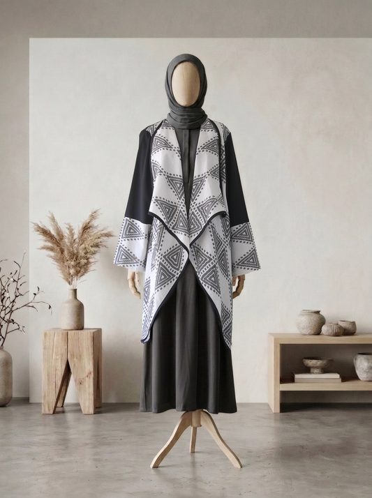 Sevinc White Tenun Long Cardigan