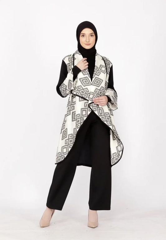 Sevinc White III Tenun Long Cardigan