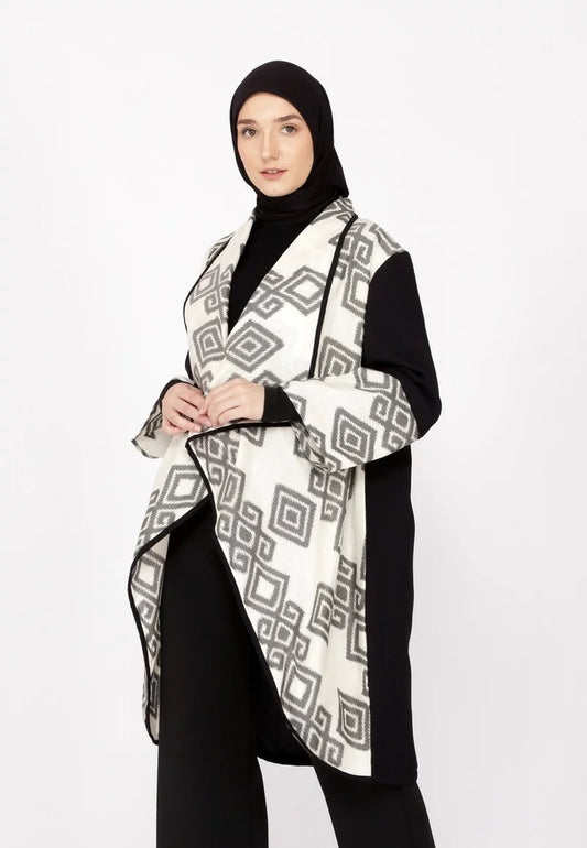 Sevinc White III Tenun Long Cardigan
