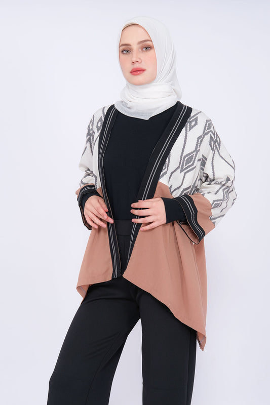 Meyra Brown White Tenun Outer