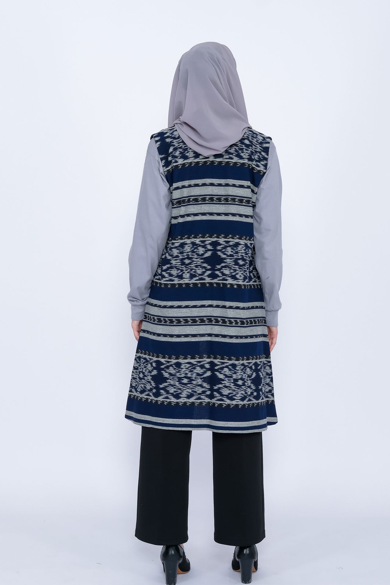 Nasra Navy Tenun Vest
