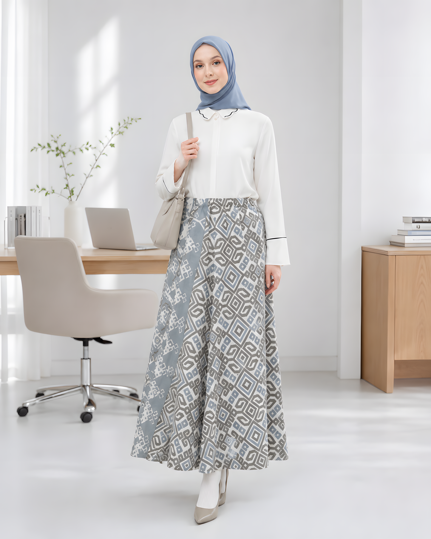Zulfa Zoa Stone Blue Tenun Skirt