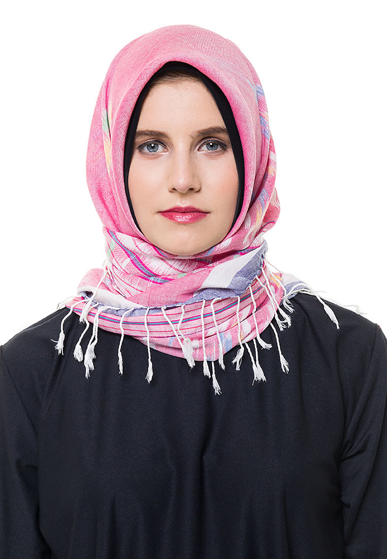 Nora Pink Square Tenun Scarf