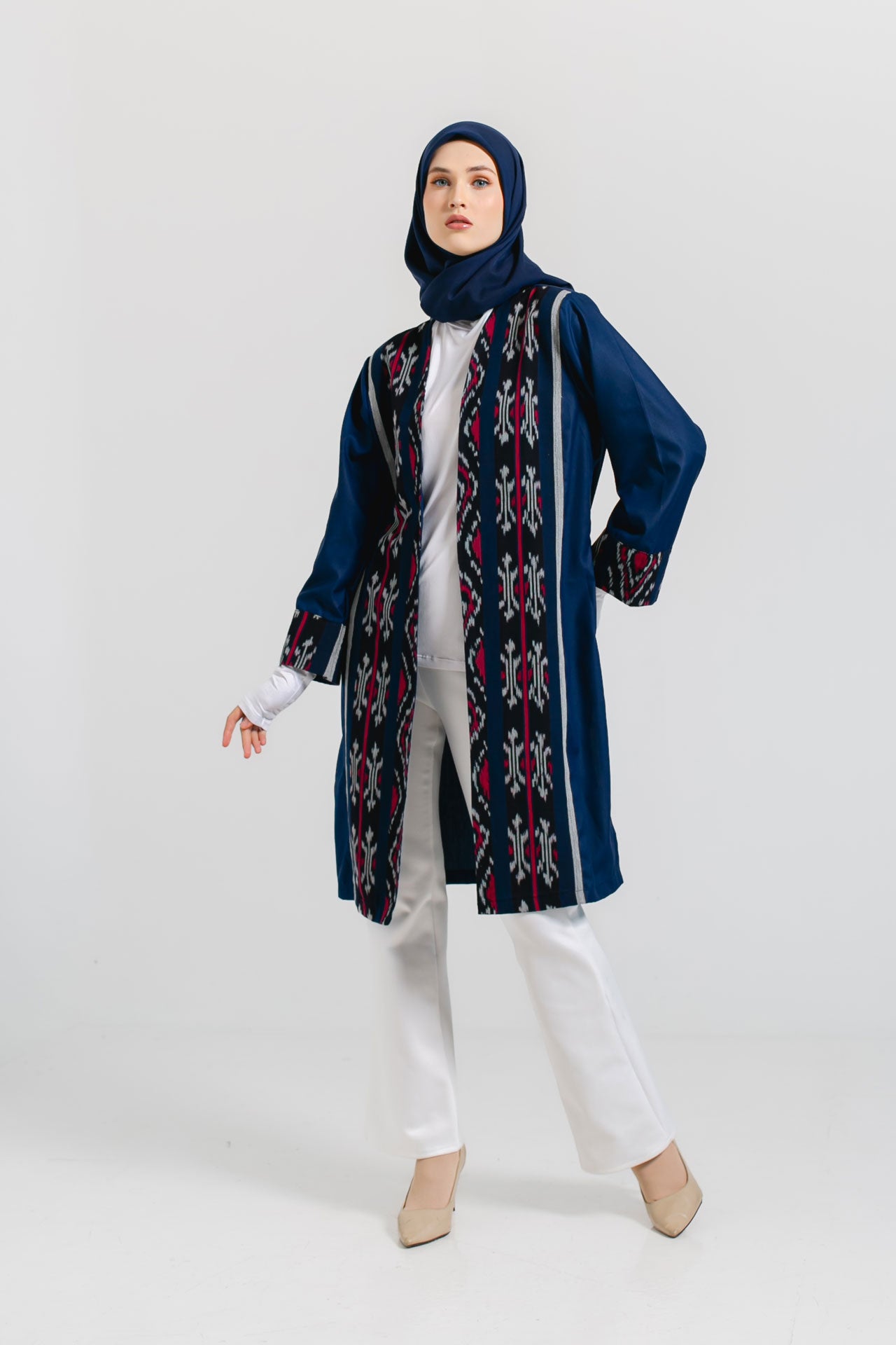 Elmas Navy Tenun Long Cardigan