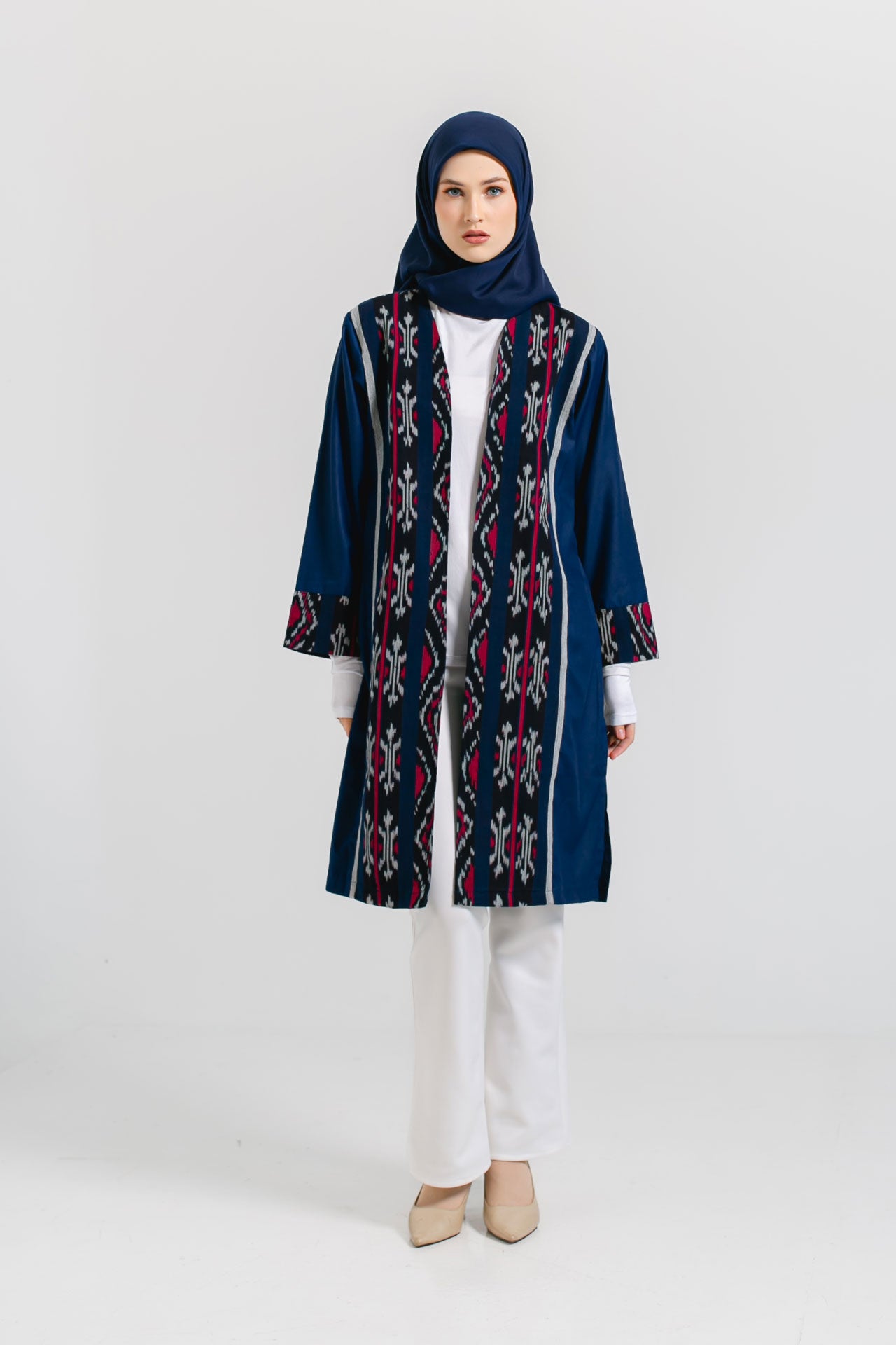 Elmas Navy Tenun Long Cardigan