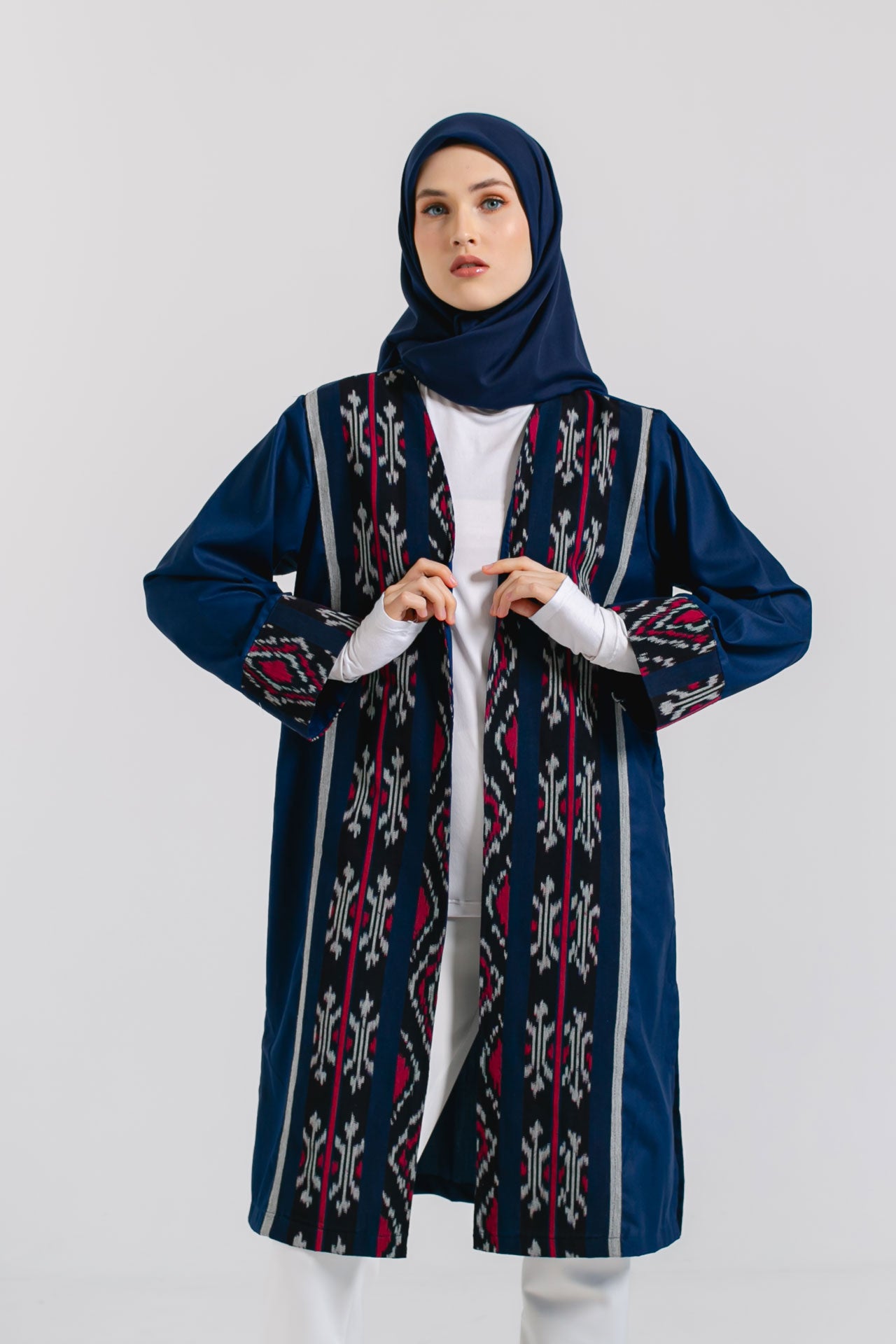 Elmas Navy Tenun Long Cardigan