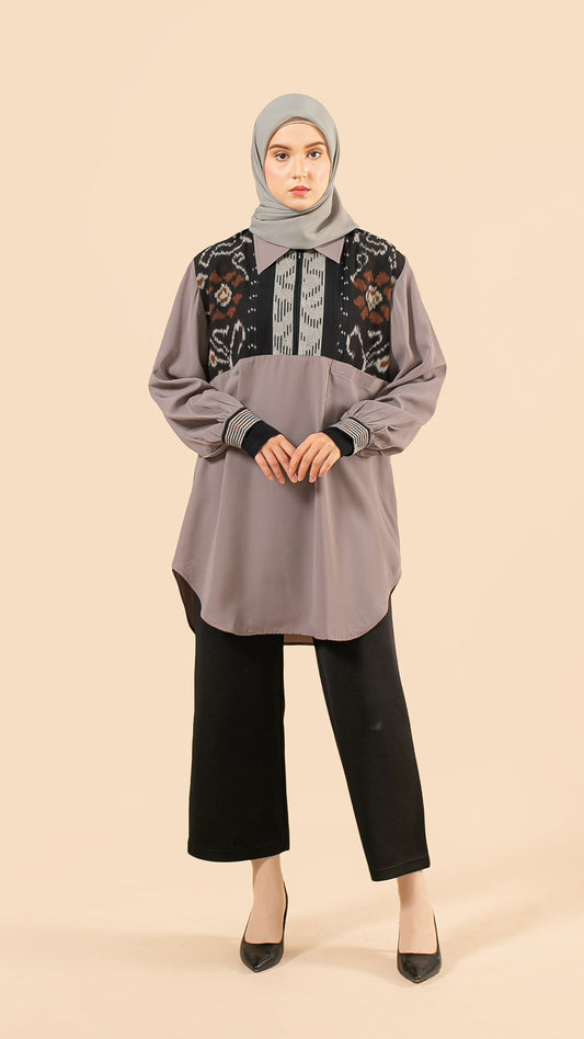 Feray Taupe Tenun Tunic