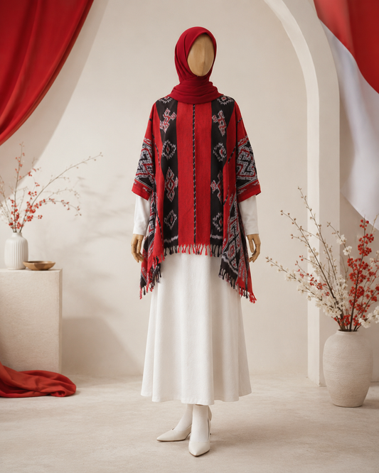 Aira Red Rumbai Tenun Blouse