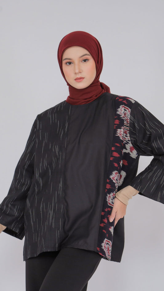 Atmarini Black Red IV Tenun Blouse
