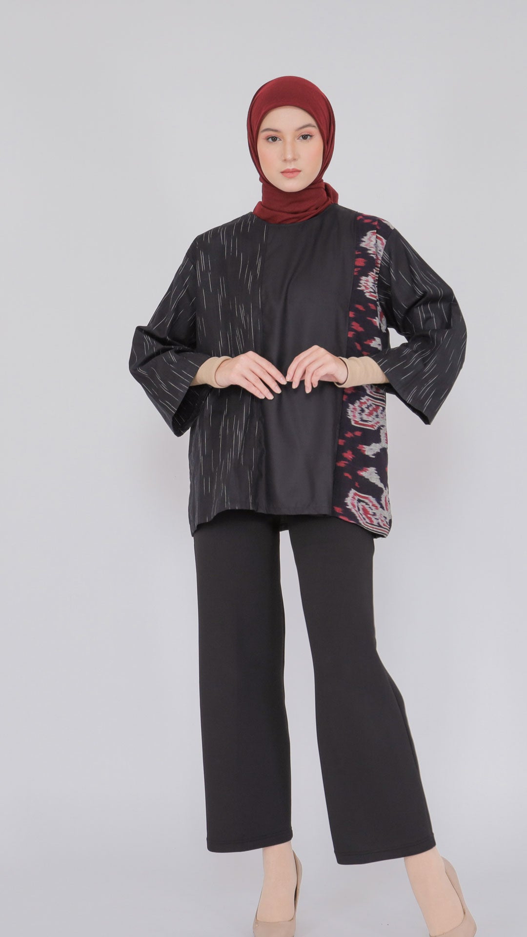 Atmarini Black Red IV Tenun Blouse