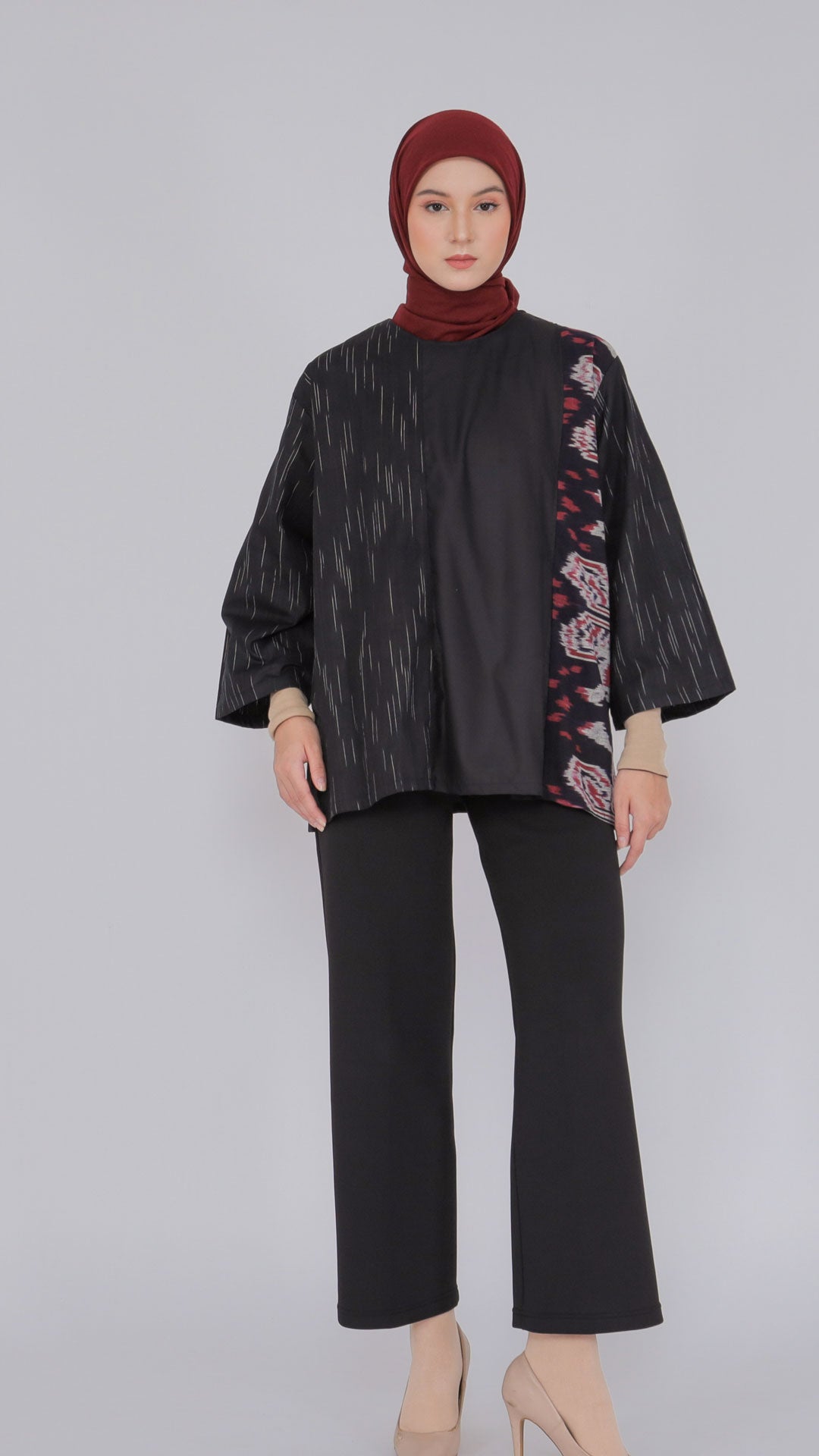 Atmarini Black Red IV Tenun Blouse