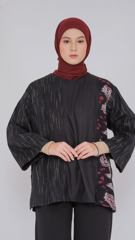 Atmarini Black Red IV Tenun Blouse