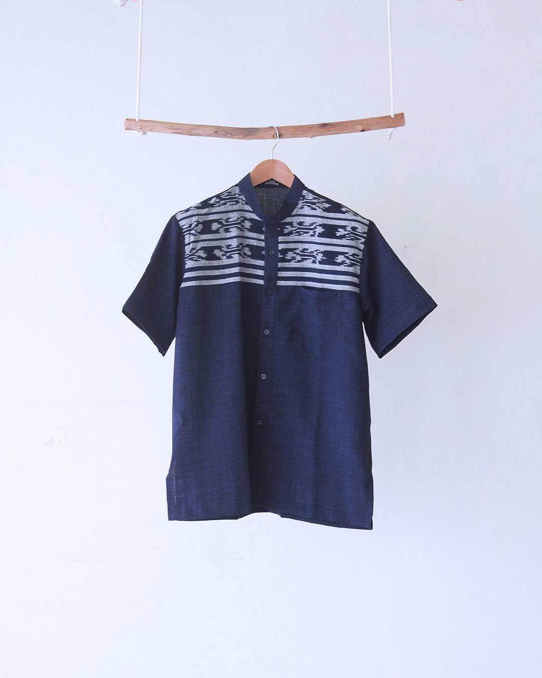 Azani Navy Grey Tenun Shirt