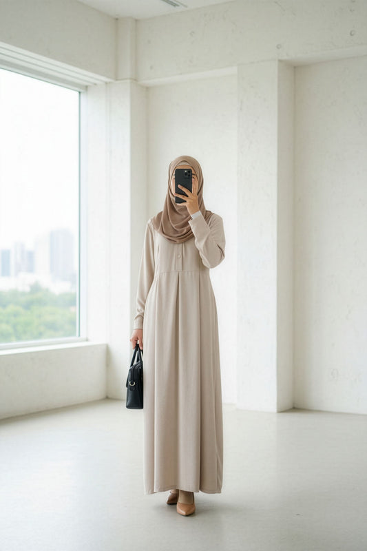Nadia Cream Basic Dress