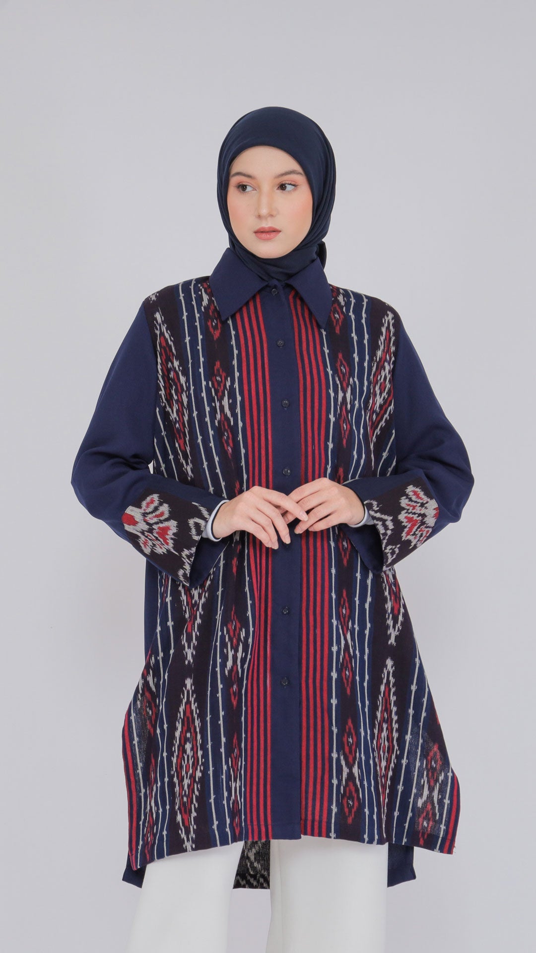 Enisa Navy Tenun Tunic