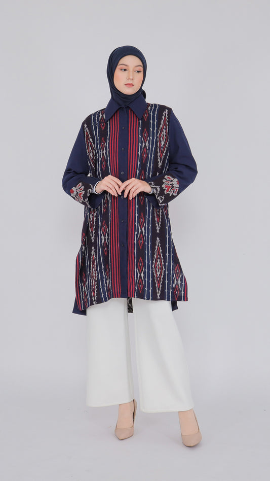 Enisa Navy Tenun Tunic