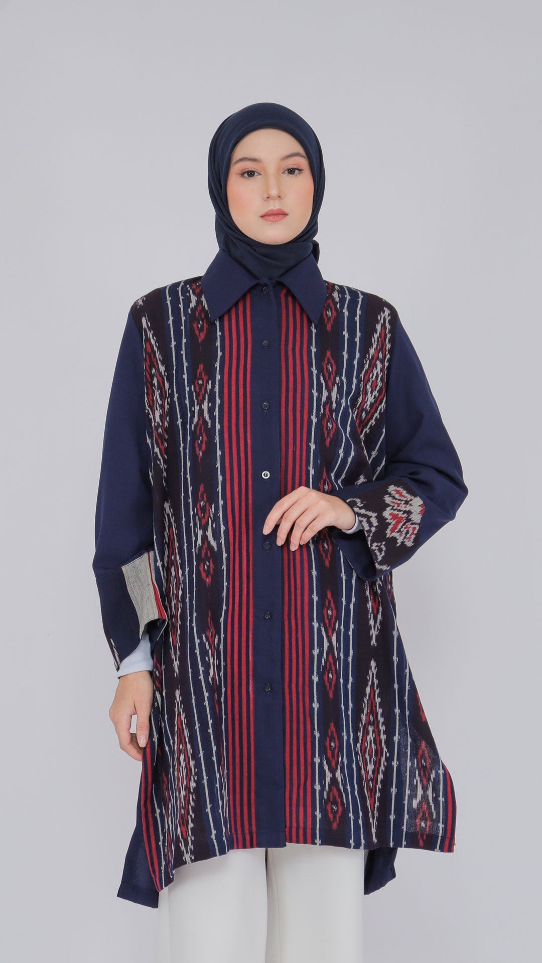 Enisa Navy Tenun Tunic