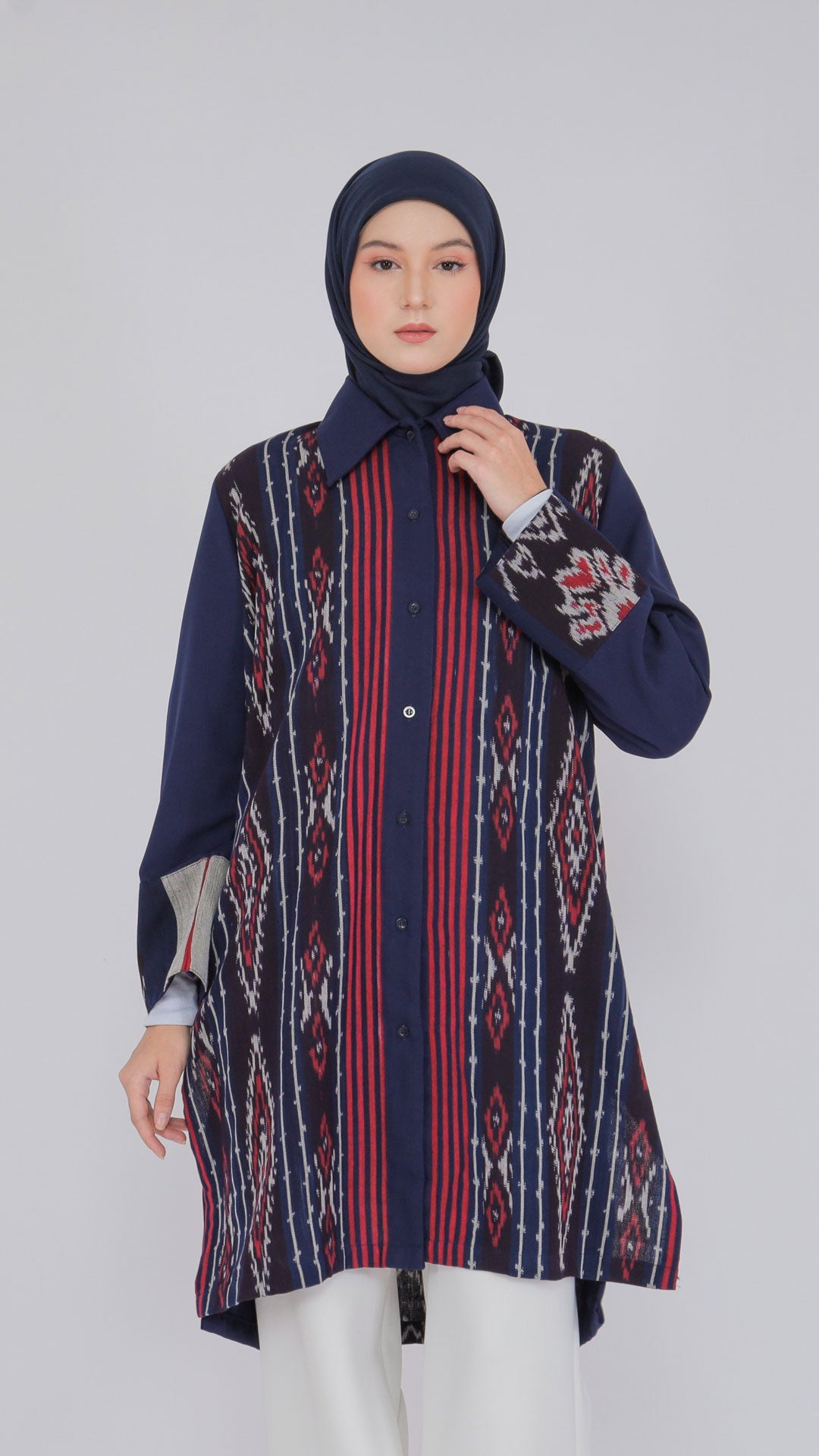 Enisa Navy Tenun Tunic