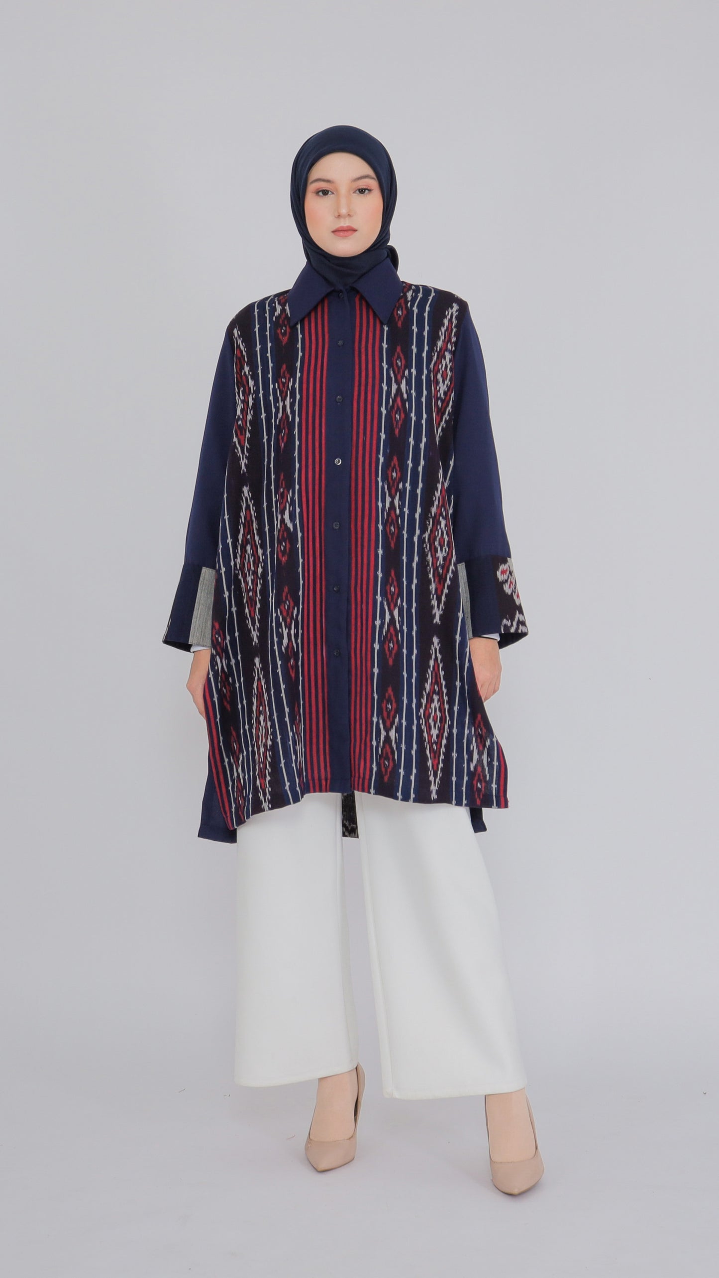 Enisa Navy Tenun Tunic