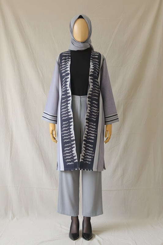 Evara Grey Tenun Long Cardigan