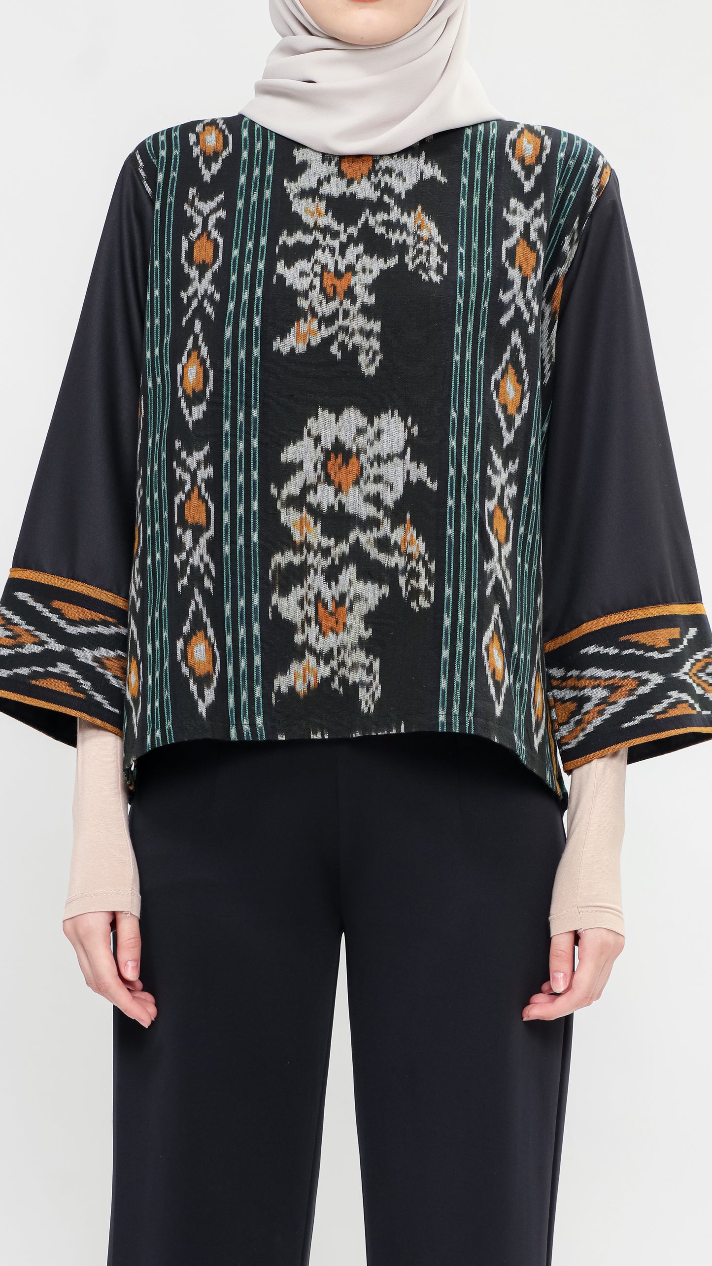 Akasma Black Green Tenun Blouse