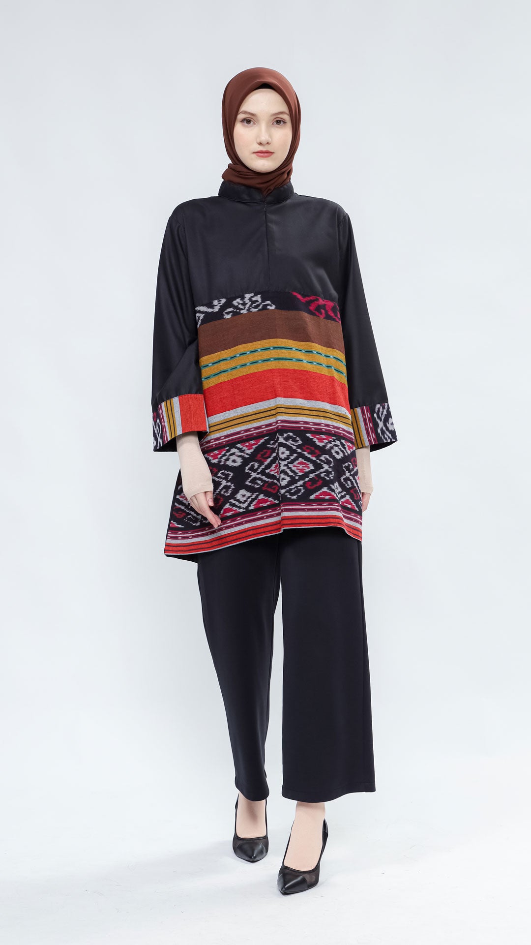 Narin Black Brown Tenun Tunic