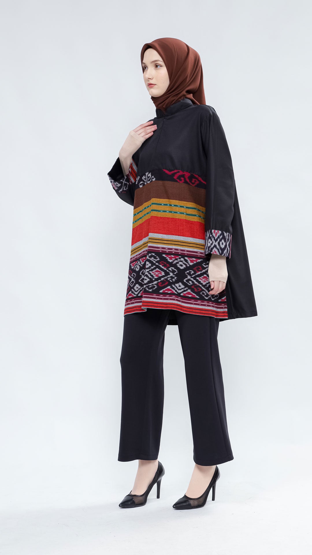 Narin Black Brown Tenun Tunic