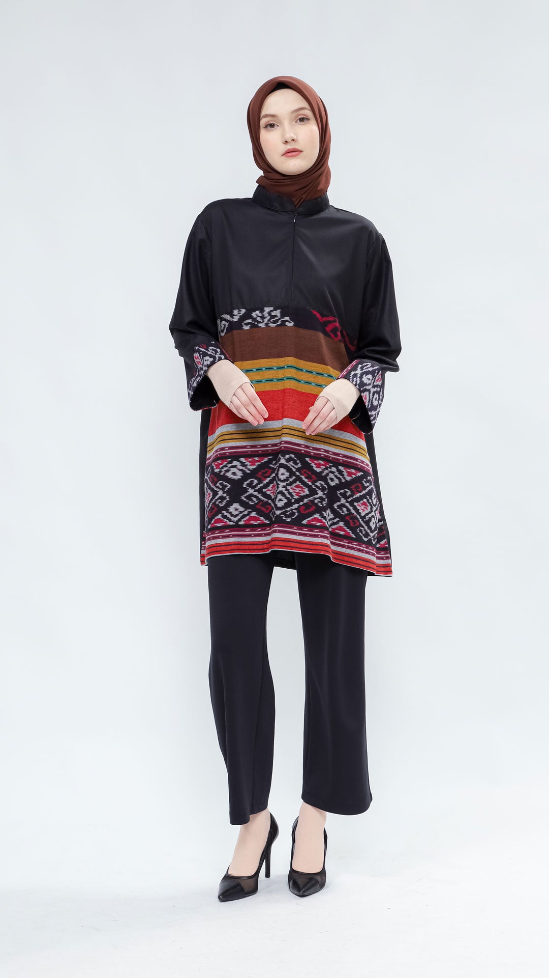 Narin Black Brown Tenun Tunic