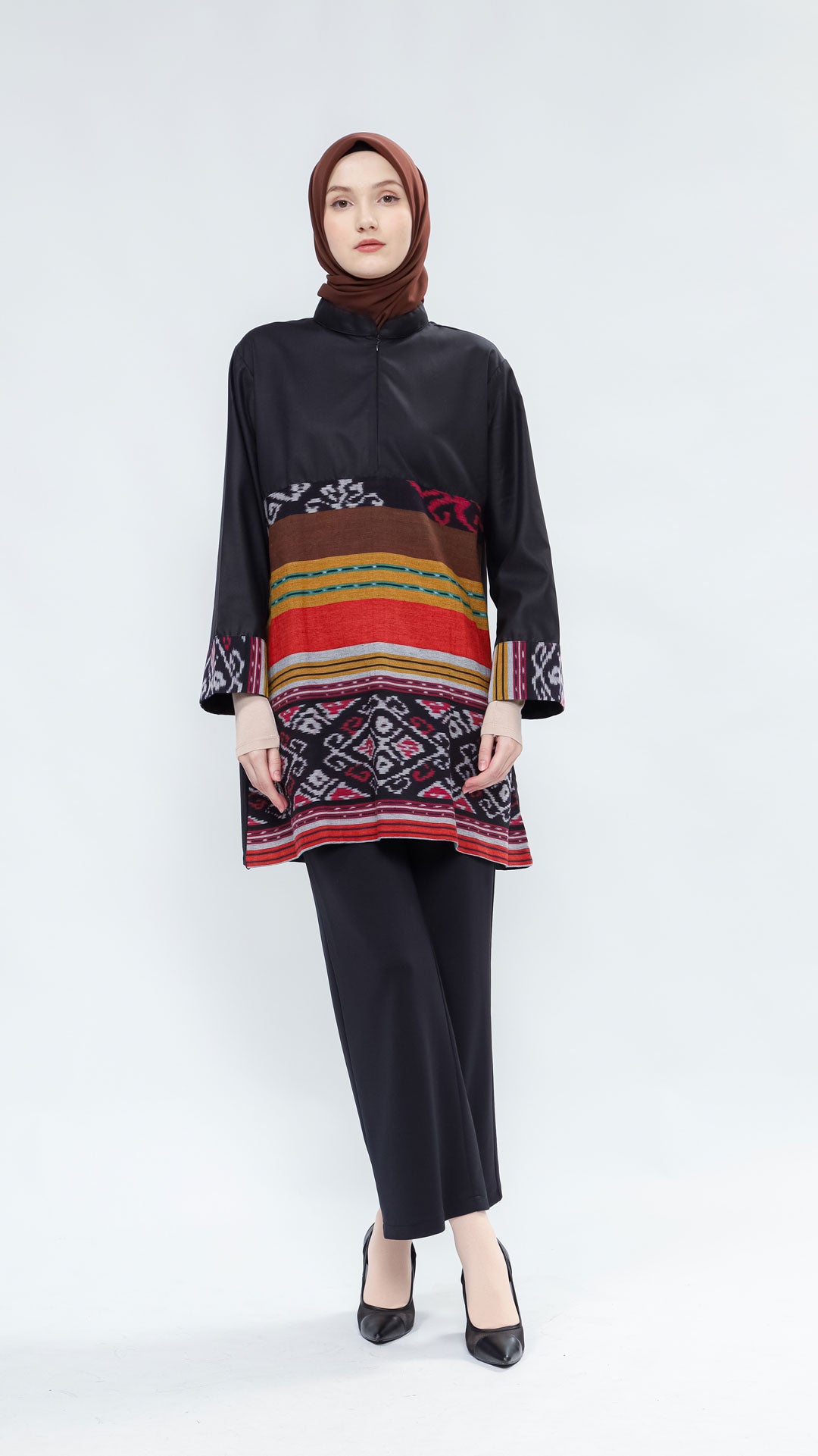 Narin Black Brown Tenun Tunic