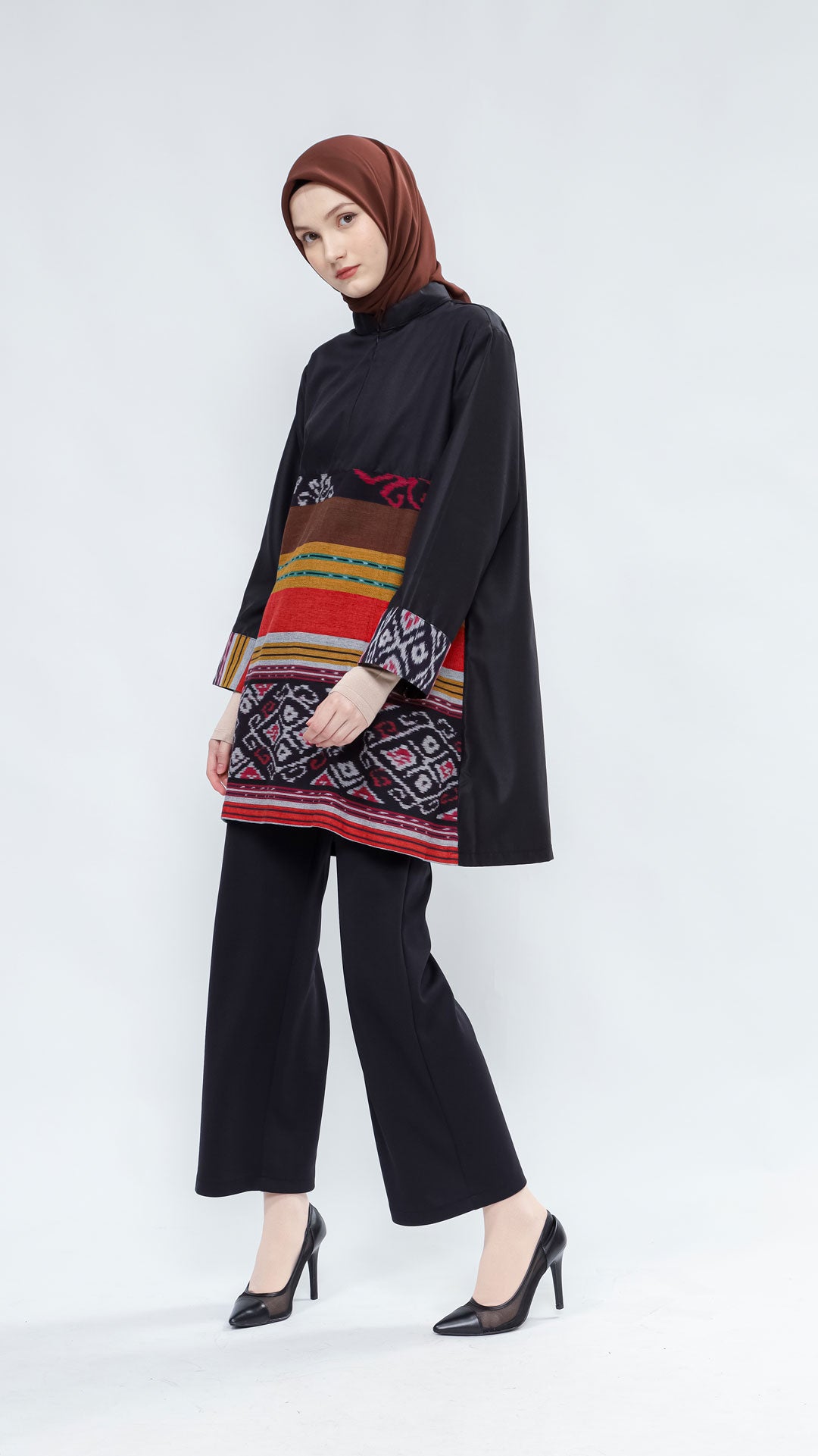 Narin Black Brown Tenun Tunic