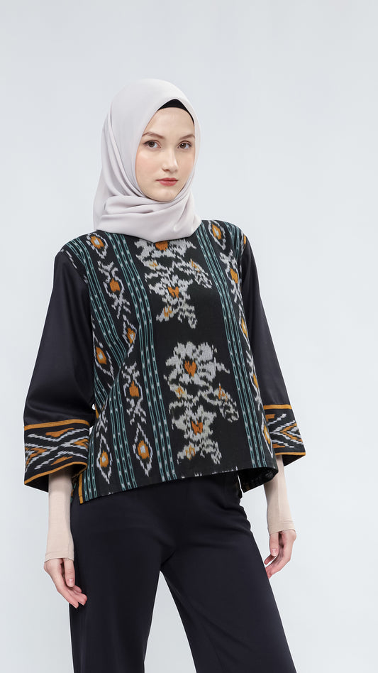 Akasma Black Green Tenun Blouse