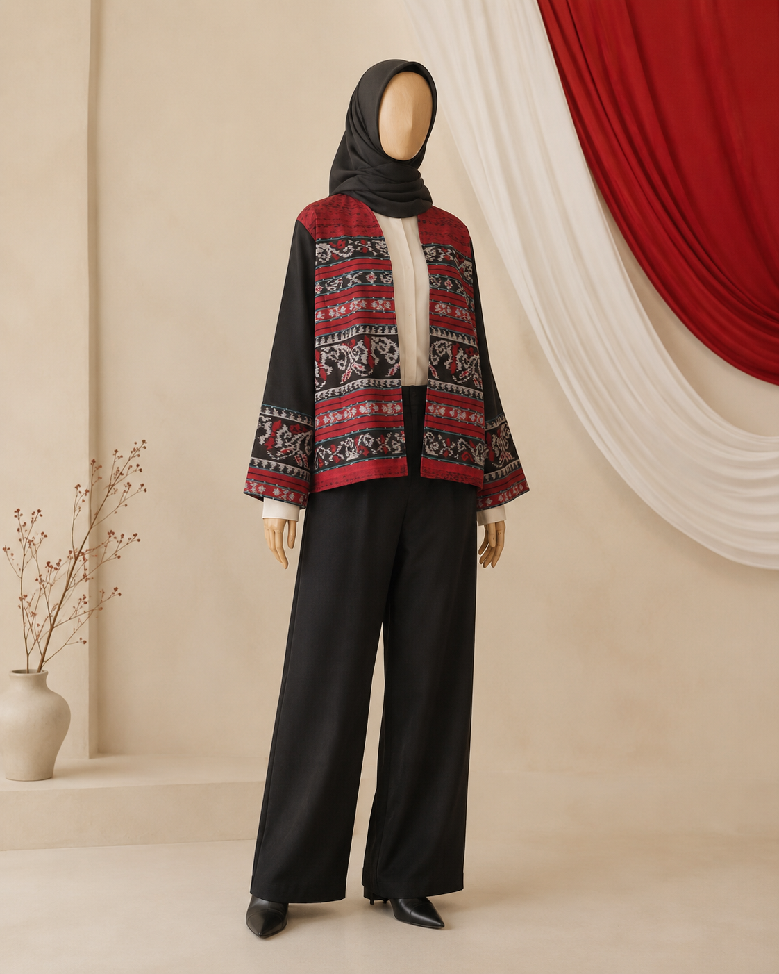 Freya Red Green Tenun Outer