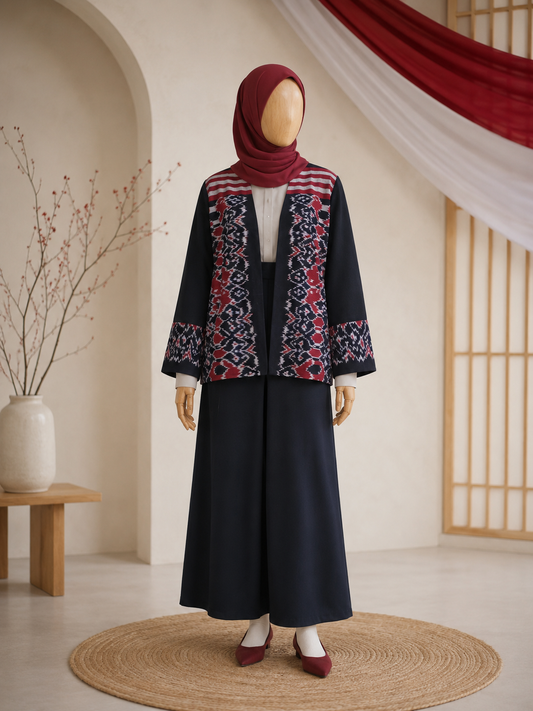 Freya Black Red Tenun Outer