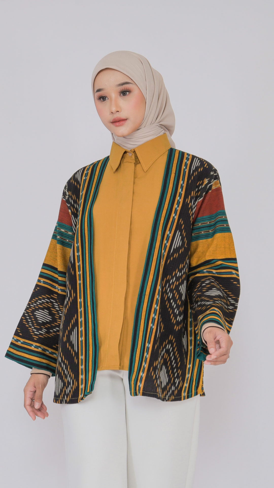 Gunseli Mustard Green Tenun Shirt