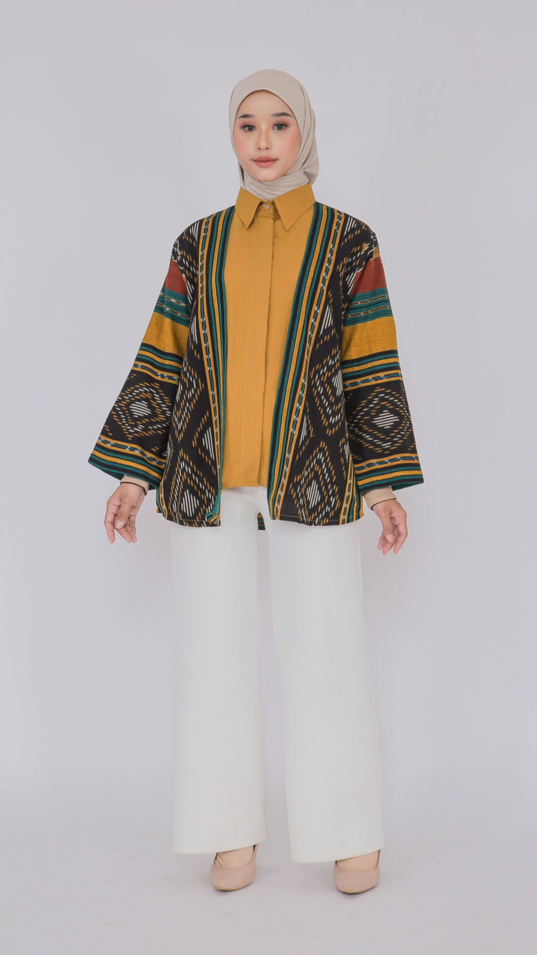 Gunseli Mustard Green Tenun Shirt