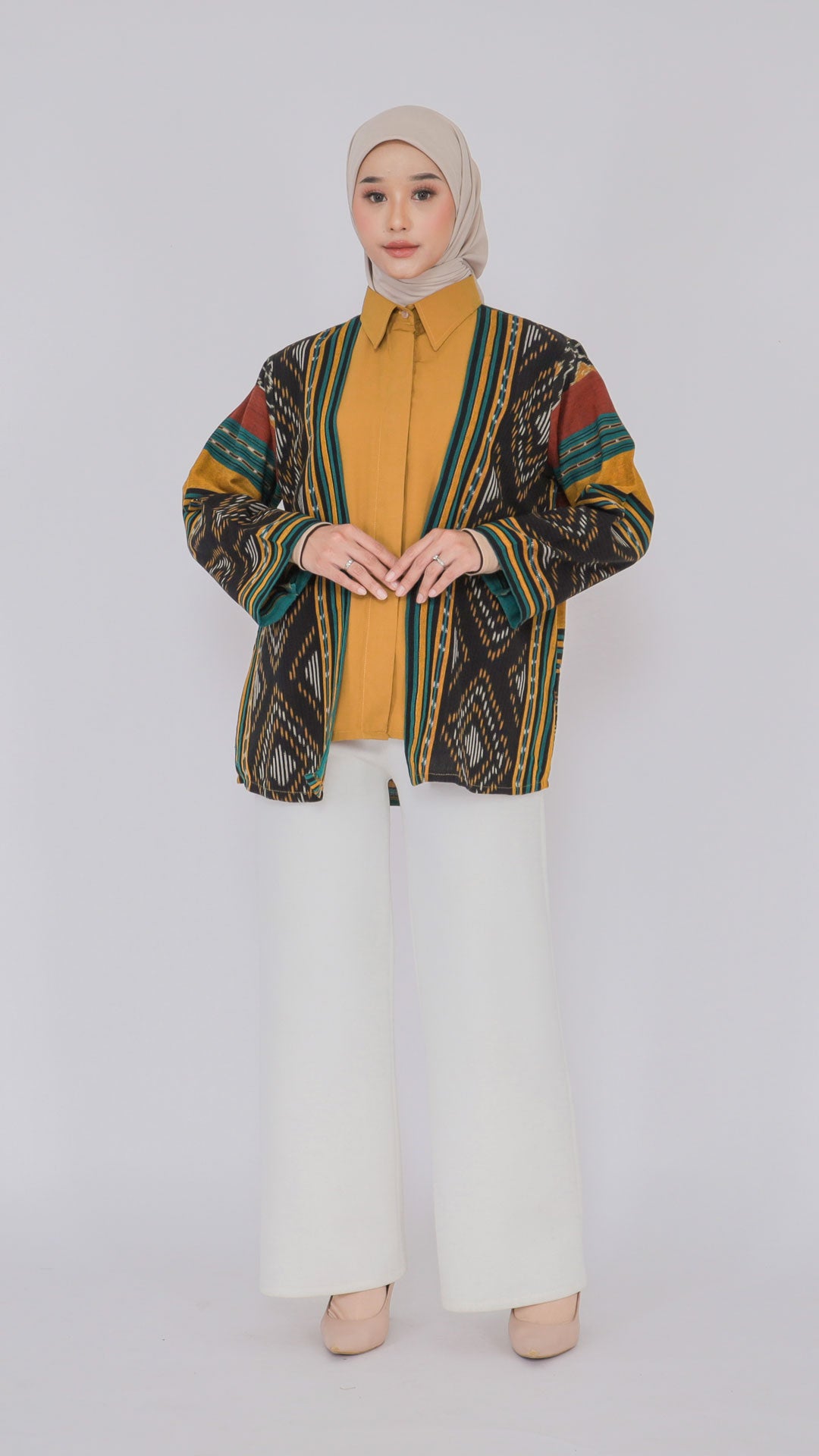 Gunseli Mustard Green Tenun Shirt