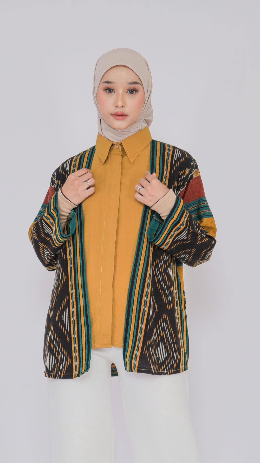 Gunseli Mustard Green Tenun Shirt