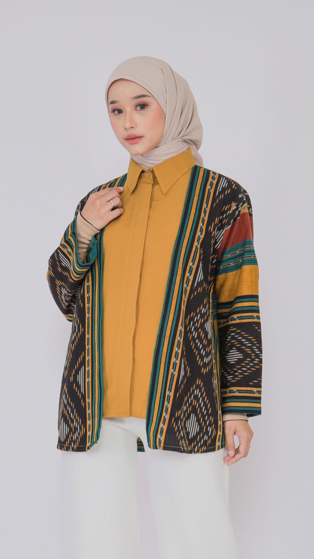 Gunseli Mustard Green Tenun Shirt