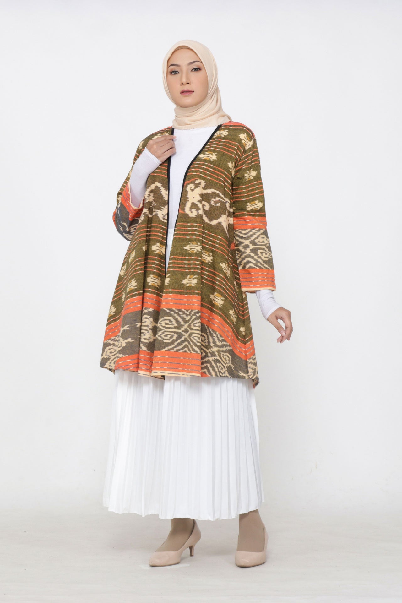 Evlin Tangerine Tenun Long Cardigan