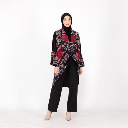 Sevinc Red II Tenun Long Cardigan