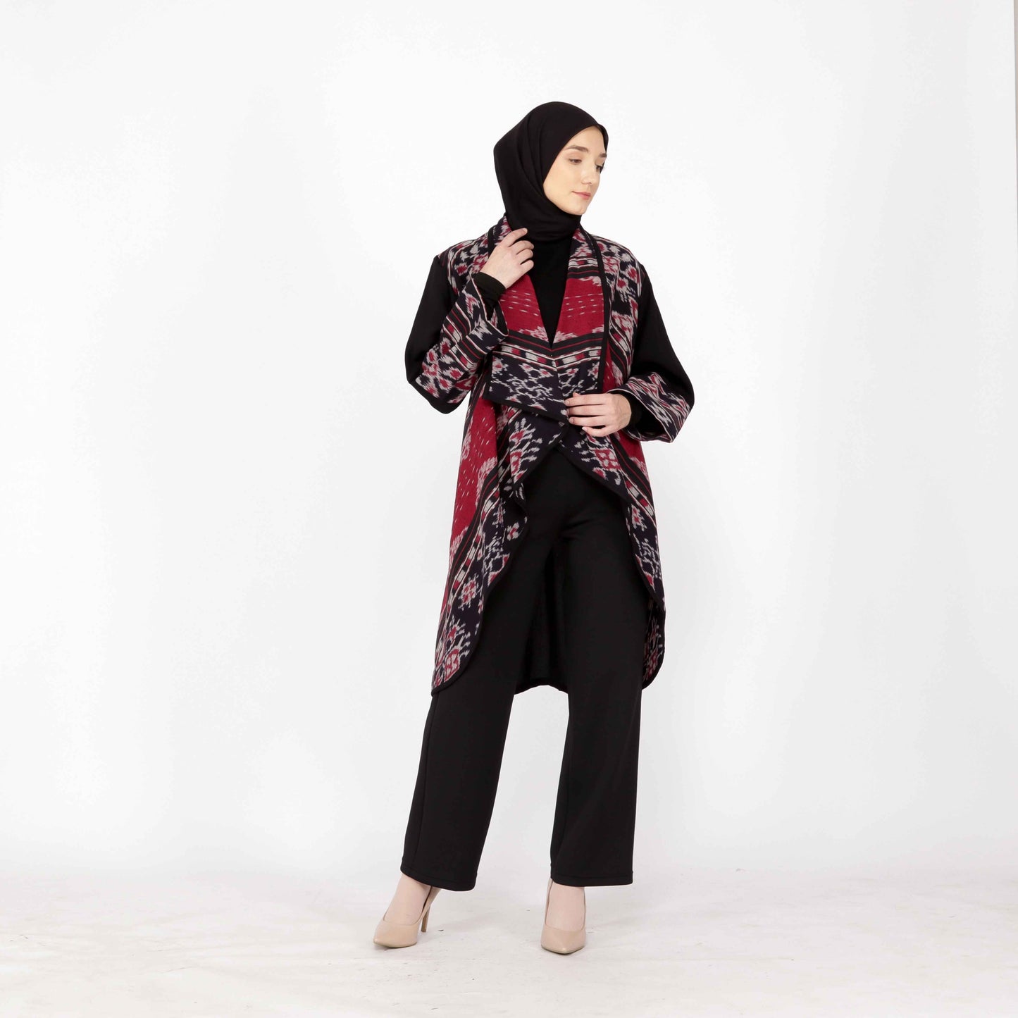 Sevinc Red II Tenun Long Cardigan