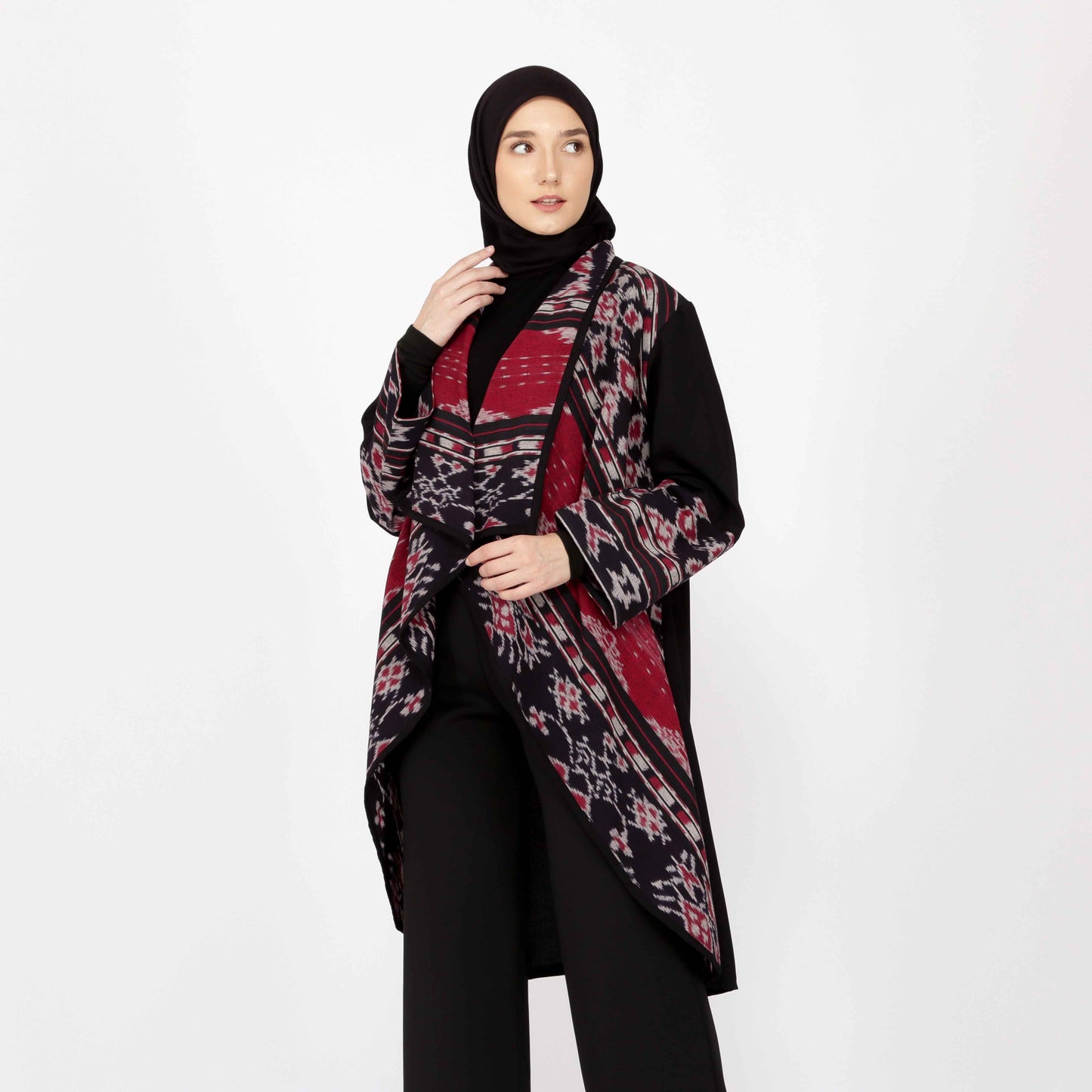 Sevinc Red II Tenun Long Cardigan