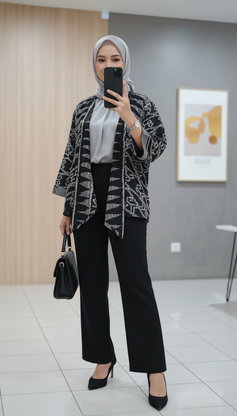 Iswari Black Tenun Outer