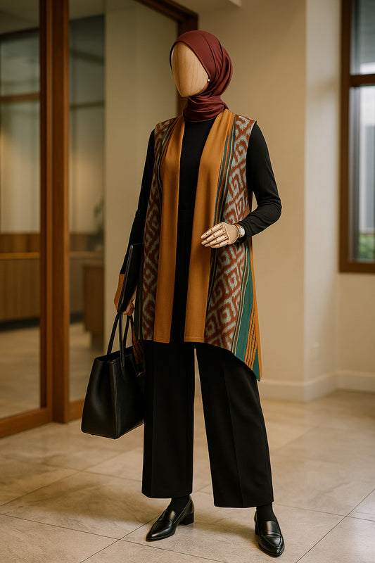 Kayra Mustard Teal Tenun Vest